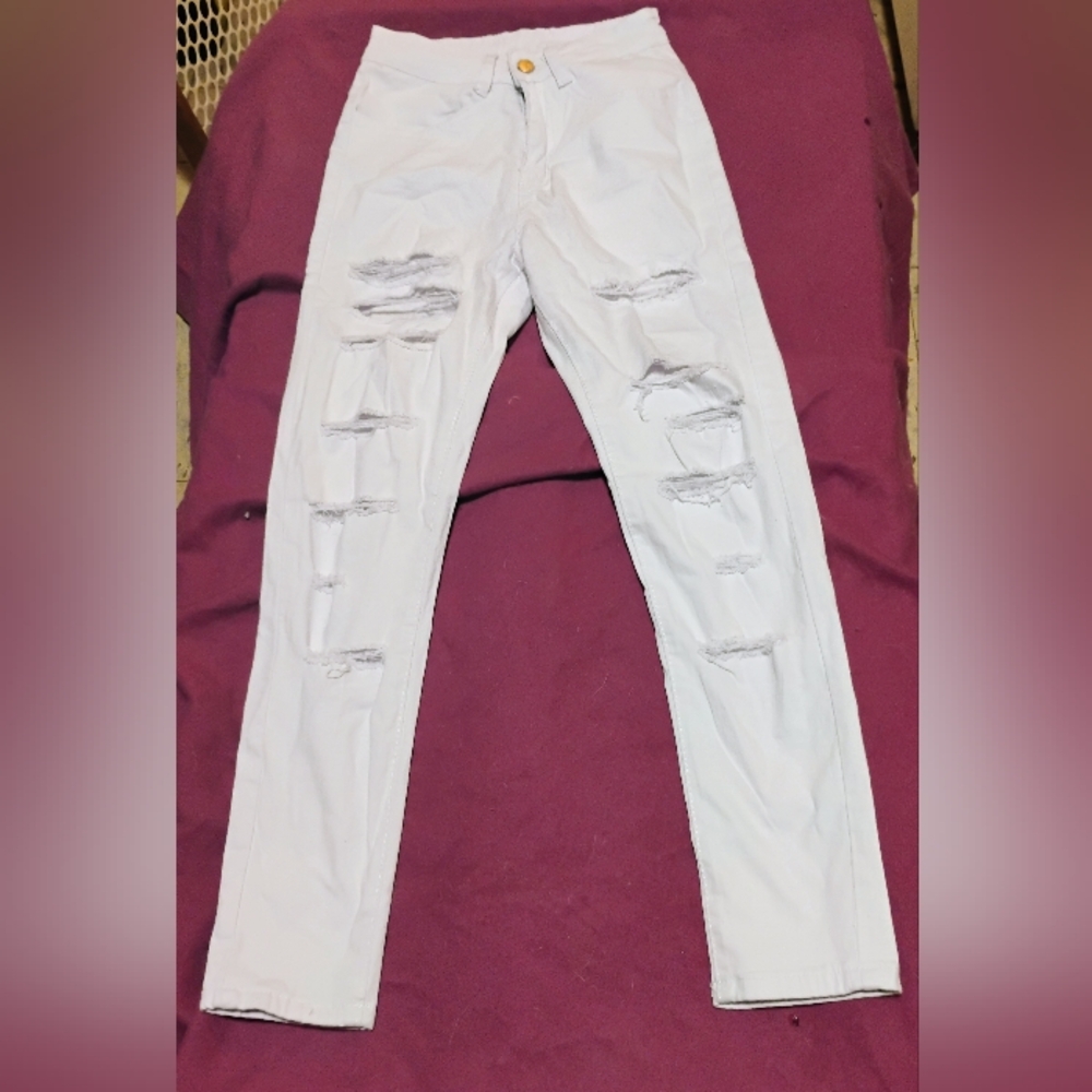 White Distressed Jeans Size XSmall
